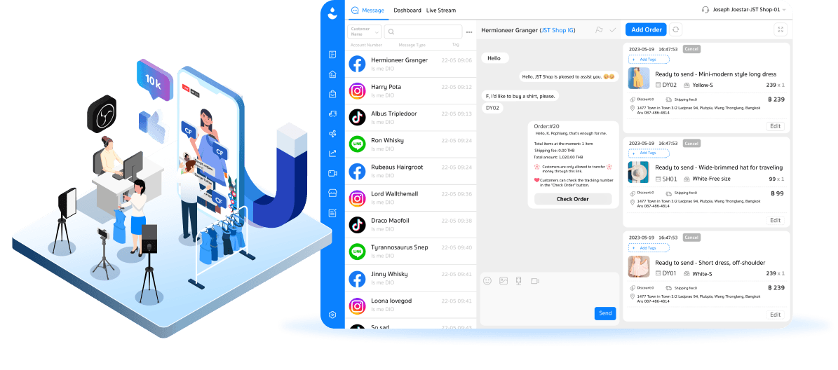 Large scale online live sellers